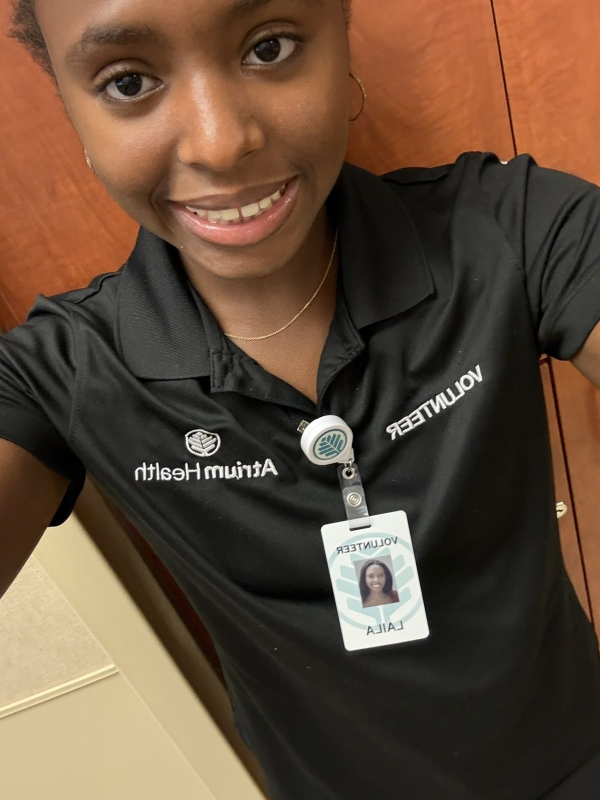 Laila volunteering at a medical center